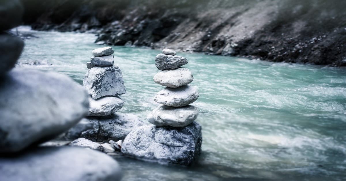 Stones Stacked In A River
